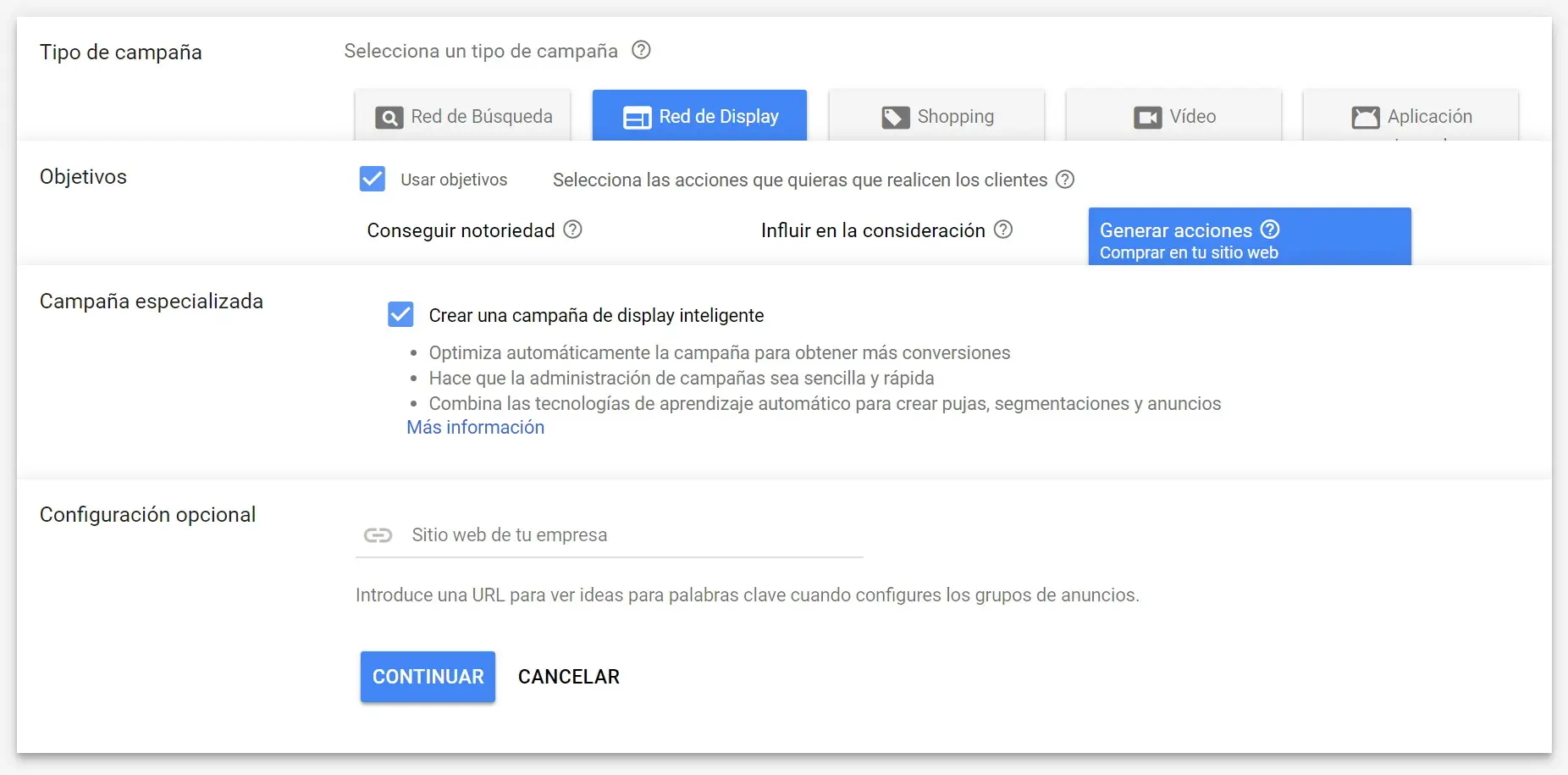 Campañas Smart Display